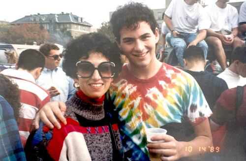 David and his mother Nancy on campus in 1989