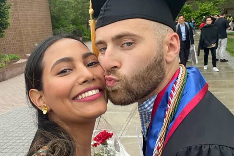 Paul Vermette ’22, MPS ’25 with Kimberly Navarro-Velez, PhD candidate, at Paul’s Cornell graduation in May 2022. The couple met on campus in fall 2021 and were married in May 2024.