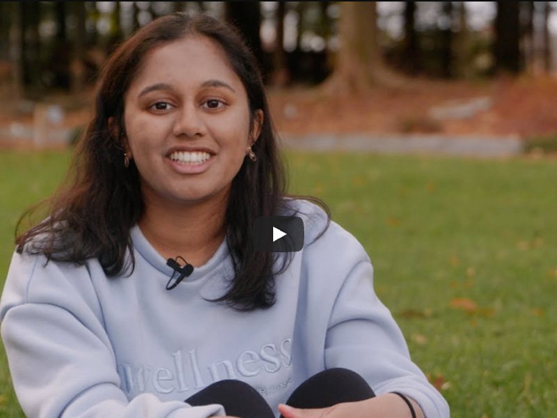 Still shot of Trisha Bhujle ’26 from featured video