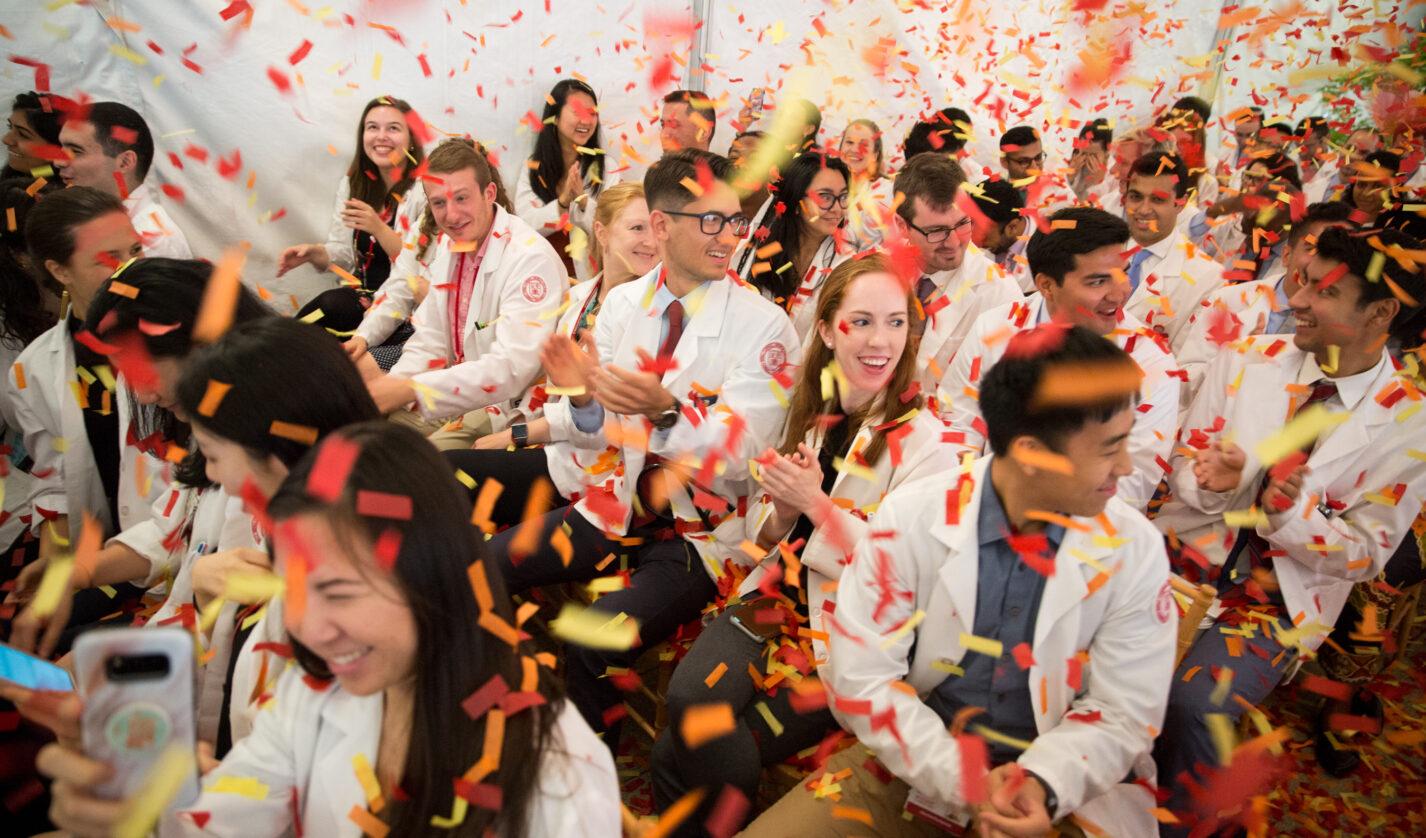 Weill Cornell Medicine medical students react to the institution's scholarship announcement on Sept. 16.