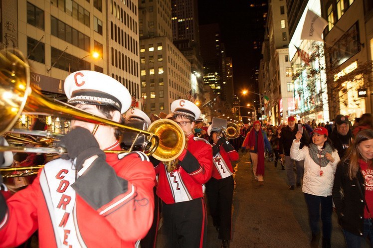 Cornell marching band marches down NYC street