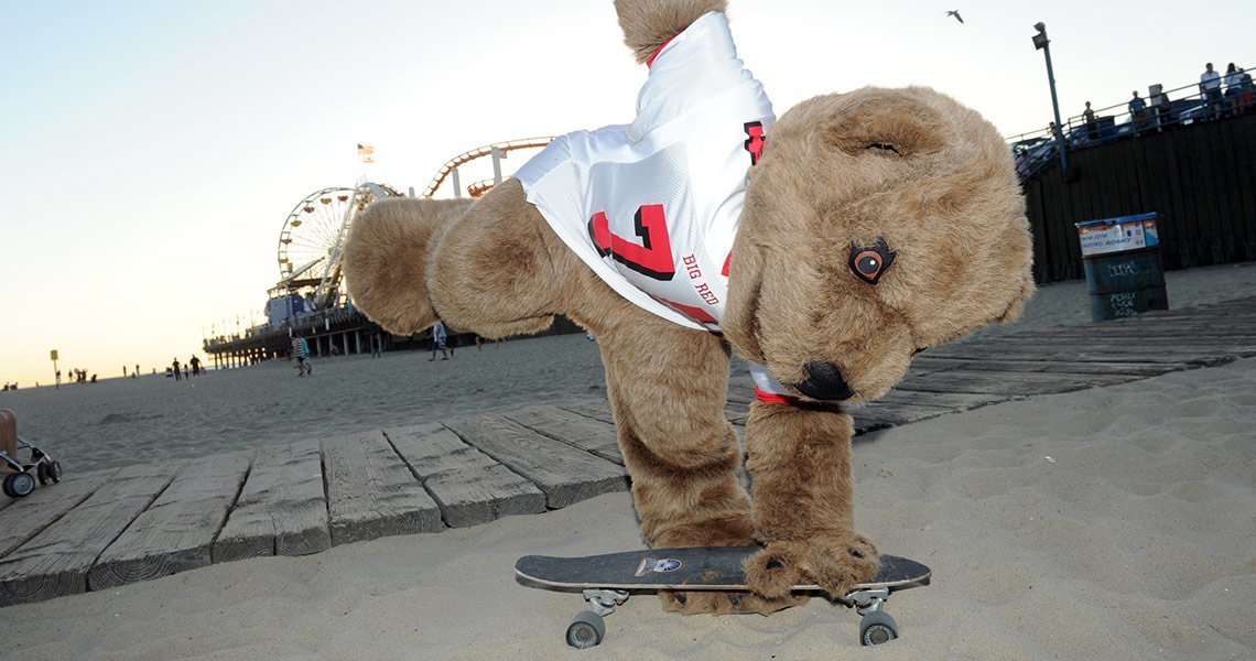 The sun goes down over Santa Monica Pier as Touchdown tries out some new moves.